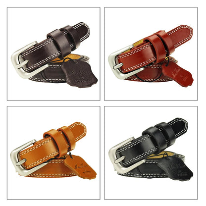 Genuine Leather Belt with Contrast Stitching and Classic Metal Buckle for Men’s Casual and Formal Wear