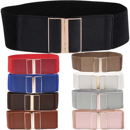 Women's Wide Elastic Waist Belt with Metal Clasp for Stylish and Comfortable Fit