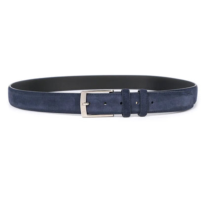 Men's Genuine Suede Leather Belt with Classic Pin Buckle for Formal and Casual Wear