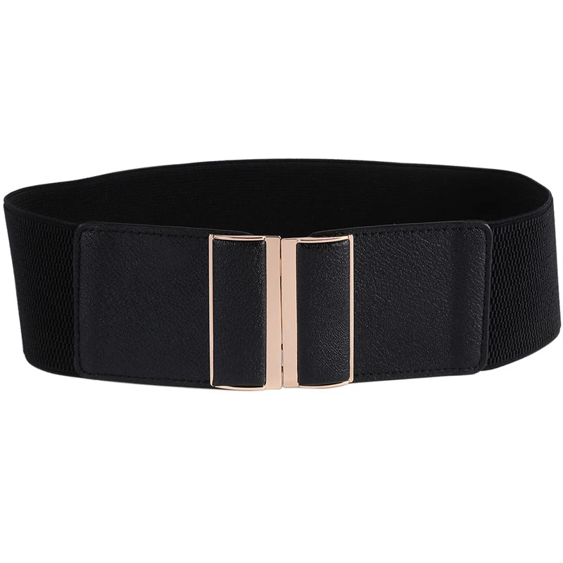 Women's Wide Elastic Waist Belt with Metal Clasp for Stylish and Comfortable Fit