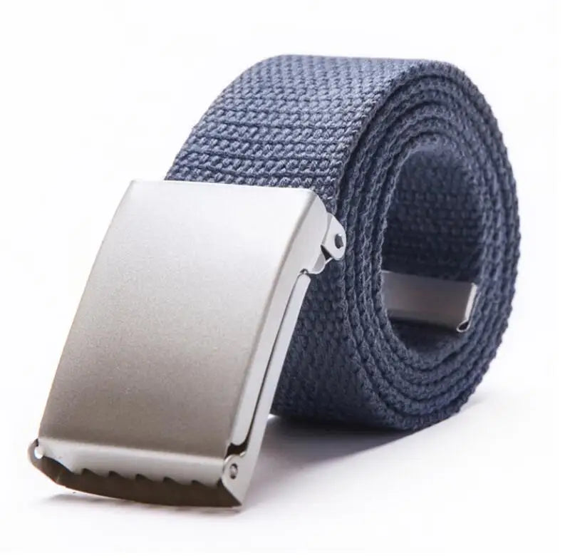 Adjustable Woven Canvas Belt with Metal Buckle for Casual and Outdoor Wear