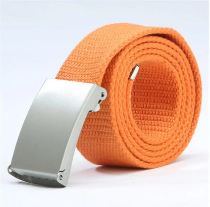 Adjustable Woven Canvas Belt with Metal Buckle for Casual and Outdoor Wear