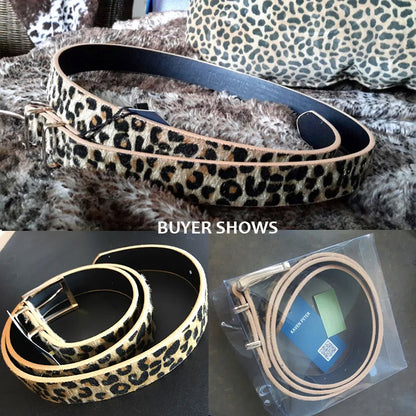 Leopard Print Faux Leather Belt with Double Metal Buckle for Women’s Fashionable Outfits