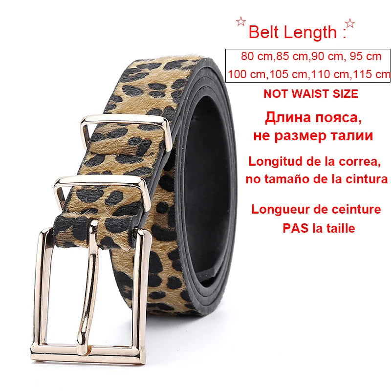 Leopard Print Faux Leather Belt with Double Metal Buckle for Women’s Fashionable Outfits