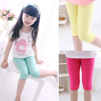 Comfortable Knee-Length Cotton Leggings for Girls – Perfect for Summer and Active Wear