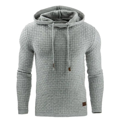 Textured Knit Pullover Hoodie with Adjustable Drawstrings and Ribbed Cuffs