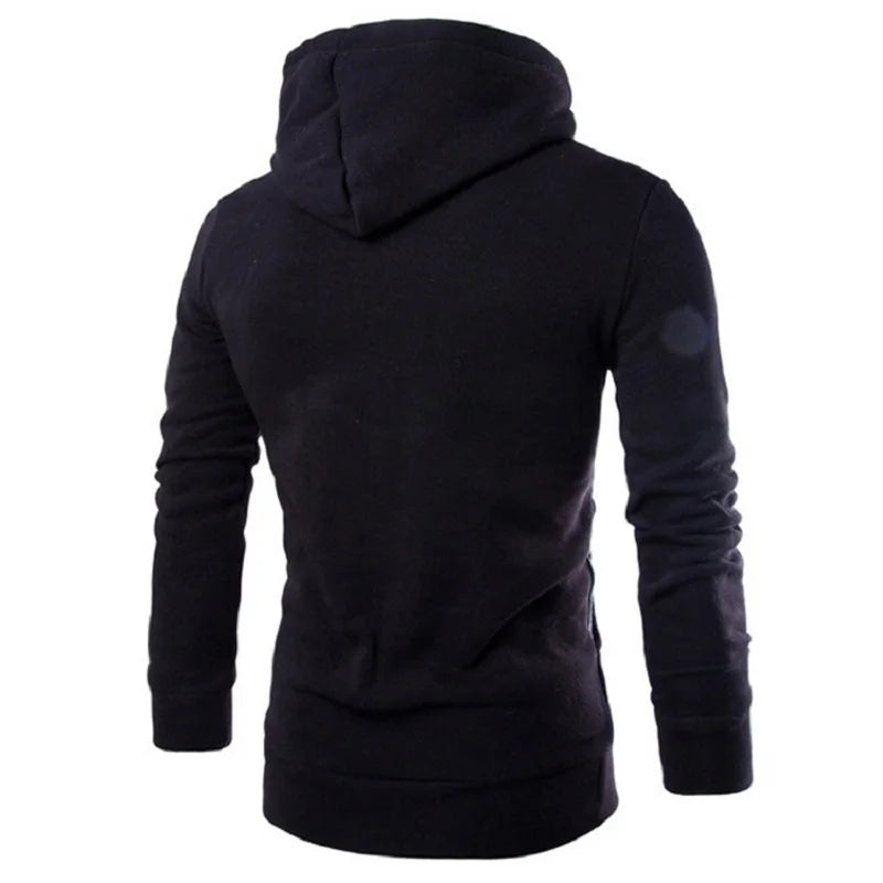 Men's Slim Fit Pullover with Adjustable High Neck, Unique Drawstring Design, and Soft Cotton Blend for Stylish and Comfortable Casual Wear.