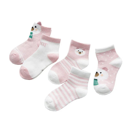 Pack of Adorable Animal-Themed Baby Socks with Cute Patterns and Soft Cotton Material