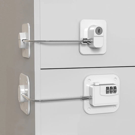 Child Safety Locks for Cabinets and Drawers with Steel Cable and Combination Code for Enhanced Security and Easy Installation