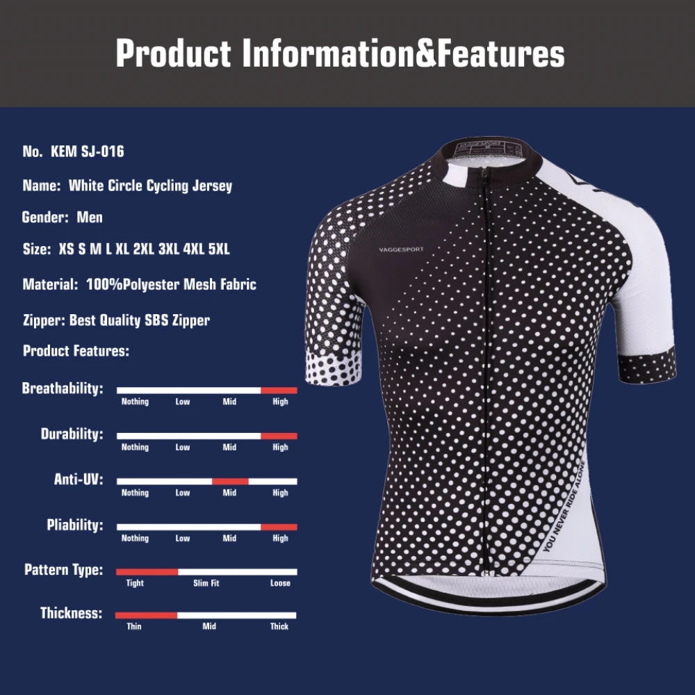 Men's Polka Dot Cycling Jersey with Full Zipper and Breathable Mesh Panels for Performance and Comfort