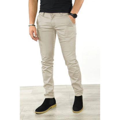 Men's Slim-Fit Chinos with Classic Pockets and Tailored Legs