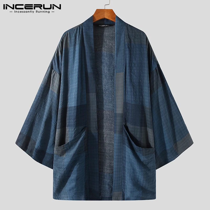 Men's Loose-Fit Kimono Cardigan with Open Front and Deep Pockets for a Contemporary, Relaxed Style