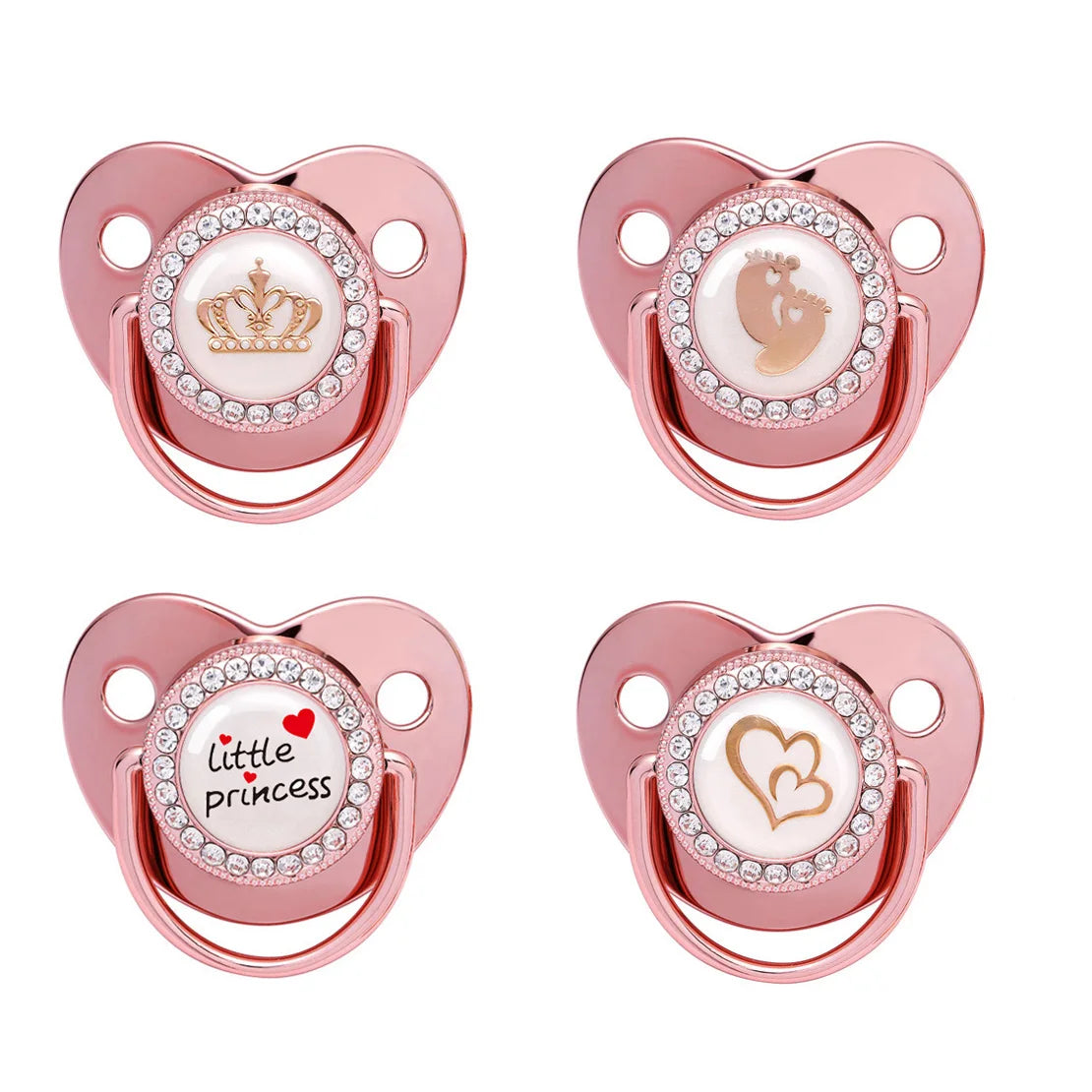 Deluxe Baby Pacifiers with Rhinestone Embellishments and Cute Designs for Parents and Royalty Themes