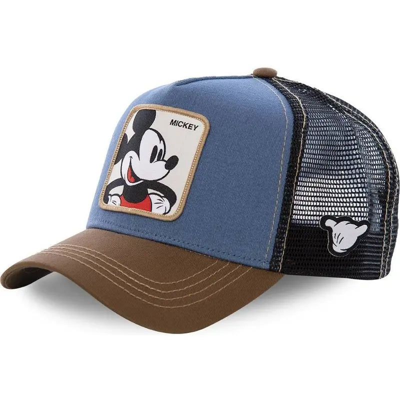 Mesh Trucker Cap Featuring Iconic Cartoon Character Patches for Stylish and Playful Casual Wear