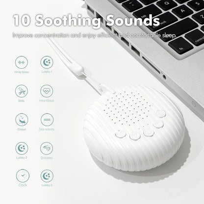 Portable White Noise Machine with 10 Soothing Sounds for Baby Sleep, Relaxation, and Stress Relief