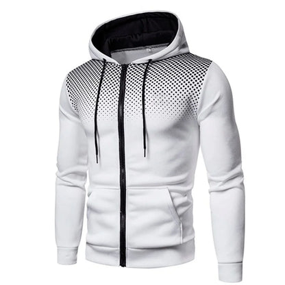 Men's Athletic Zip-Up Hoodie with Gradient Design and Drawstring Hood, Available in Multiple Sizes for Workout and Casual Wear