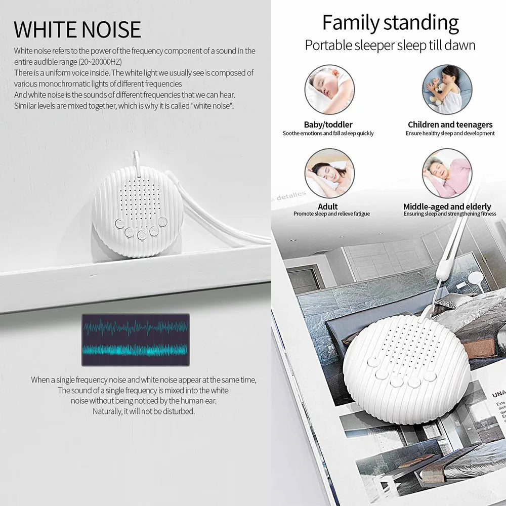 Portable White Noise Machine with 10 Soothing Sounds for Baby Sleep, Relaxation, and Stress Relief