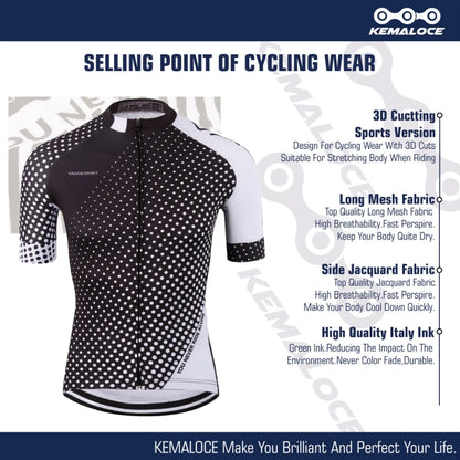 Men's Polka Dot Cycling Jersey with Full Zipper and Breathable Mesh Panels for Performance and Comfort