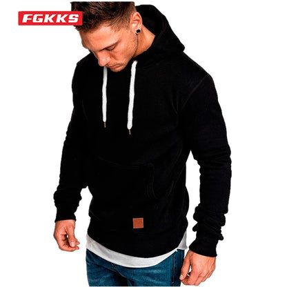 Men's Fleece Hoodie with Drawstring Hood and Front Pouch Pocket, Ideal for Casual Wear and Outdoor Activities, Available in Multiple Sizes