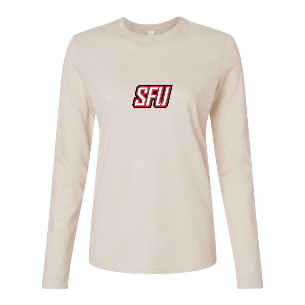 BELLA CANVAS Women’s Saint Francis Red Flash Logo Jersey Long Sleeve Tee