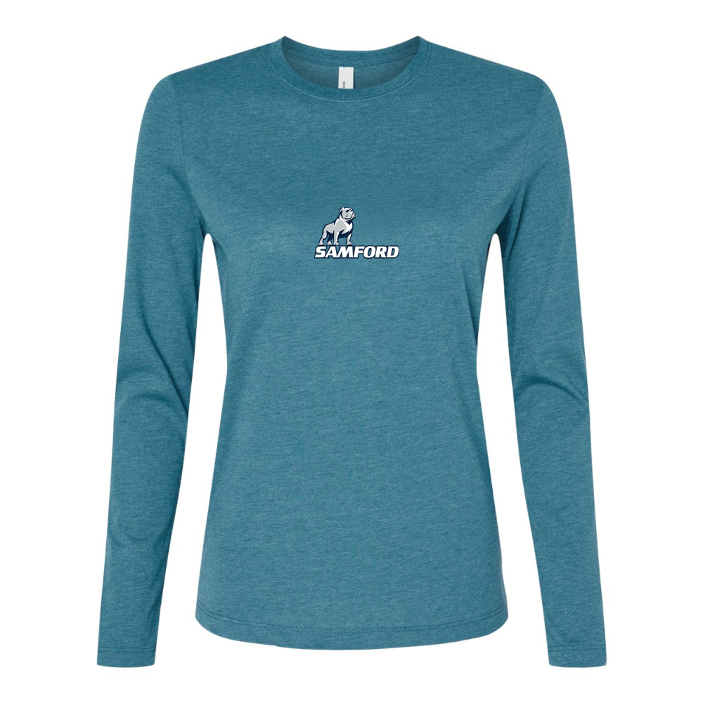 BELLA CANVAS Women’s Samford Bulldogs Logo Jersey Long Sleeve Tee