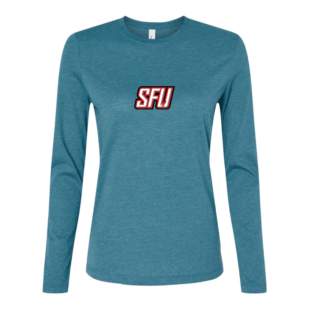 BELLA CANVAS Women’s Saint Francis Red Flash Logo Jersey Long Sleeve Tee
