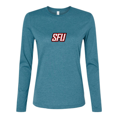 BELLA CANVAS Women’s Saint Francis Red Flash Logo Jersey Long Sleeve Tee
