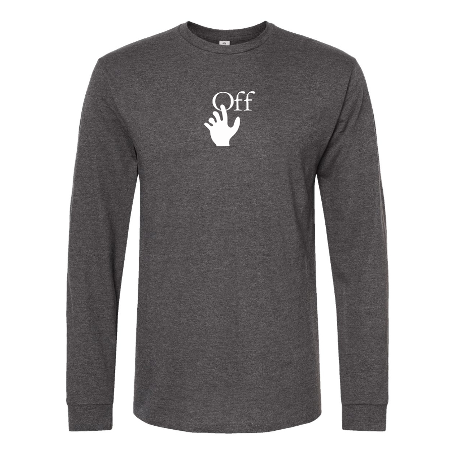 Men's  Off-White Hand Logo Cotton Long Sleeve T-Shirt