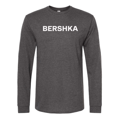 Men's Bershka Logo Cotton Long Sleeve T-Shirt