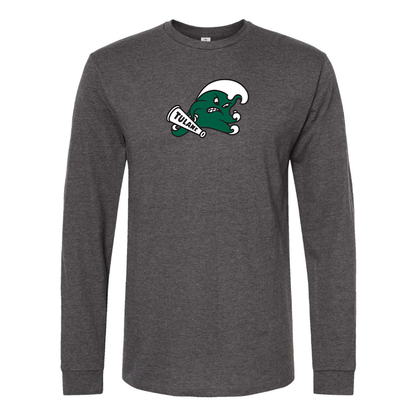 Men's Tulane Green Wave Logo  Cotton Long Sleeve T-Shirt