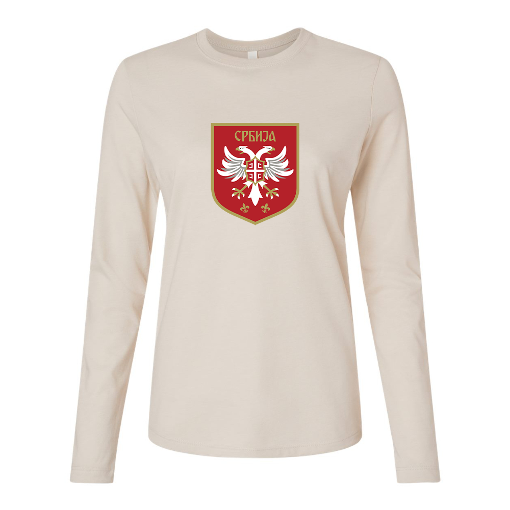 BELLA CANVAS Women’s Serbia National Football Soccer Team Logo Jersey Long Sleeve Tee