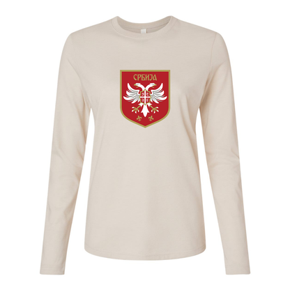 BELLA CANVAS Women’s Serbia National Football Soccer Team Logo Jersey Long Sleeve Tee