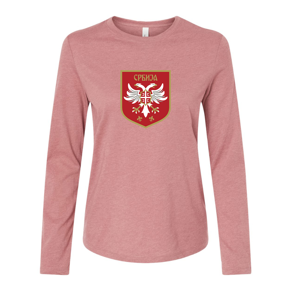 BELLA CANVAS Women’s Serbia National Football Soccer Team Logo Jersey Long Sleeve Tee