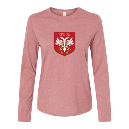 BELLA CANVAS Women’s Serbia National Football Soccer Team Logo Jersey Long Sleeve Tee