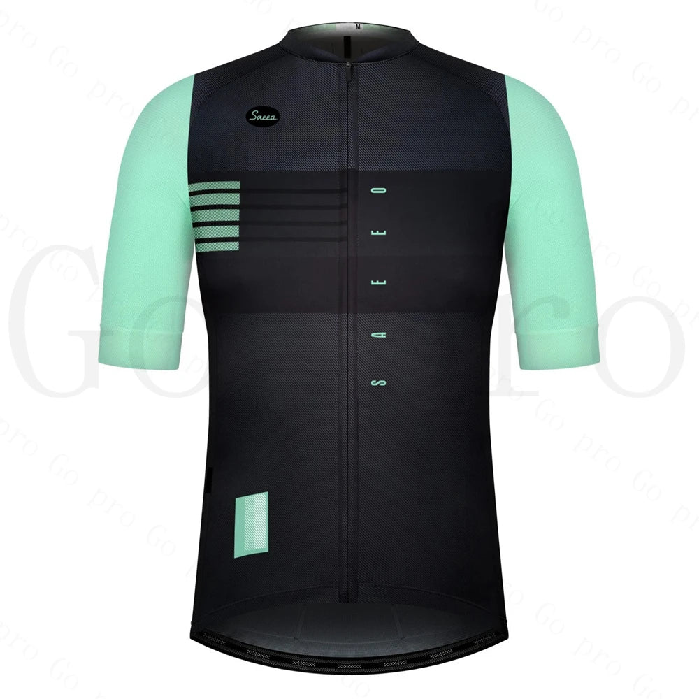 Men's Short Sleeve Cycling Jersey with Full Zipper, Breathable Mesh Panels, and Reflective Detailing for Enhanced Visibility