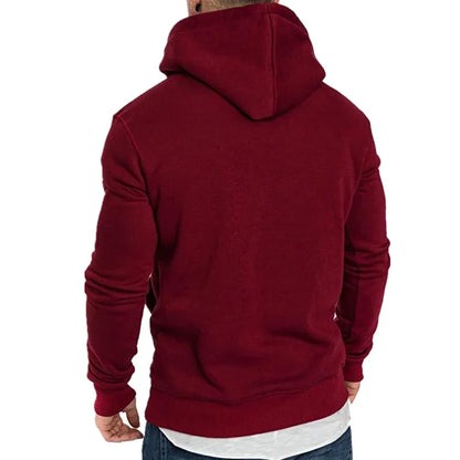 Men's Fleece Hoodie with Drawstring Hood and Front Pouch Pocket, Ideal for Casual Wear and Outdoor Activities, Available in Multiple Sizes