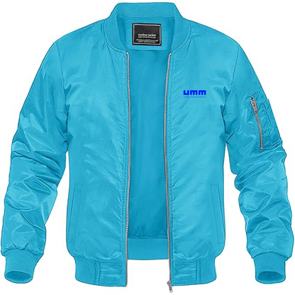 Men's UMM Logo Lightweight Bomber Jacket Windbreaker Softshell Varsity Jacket Coat