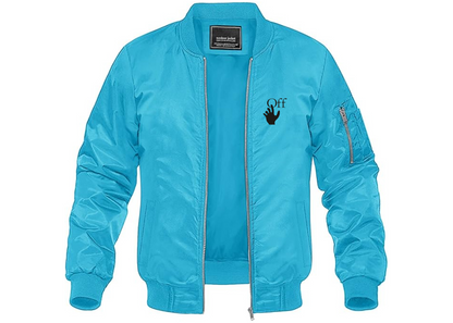 Men's Off-White Hand Lightweight Bomber Jacket Windbreaker Softshell Varsity Jacket Coat