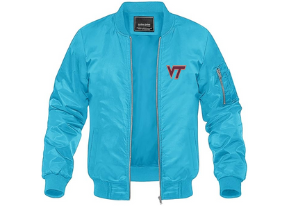 Men's Virginia Tech Hokies Lightweight Bomber Jacket Windbreaker Softshell Varsity Jacket Coat
