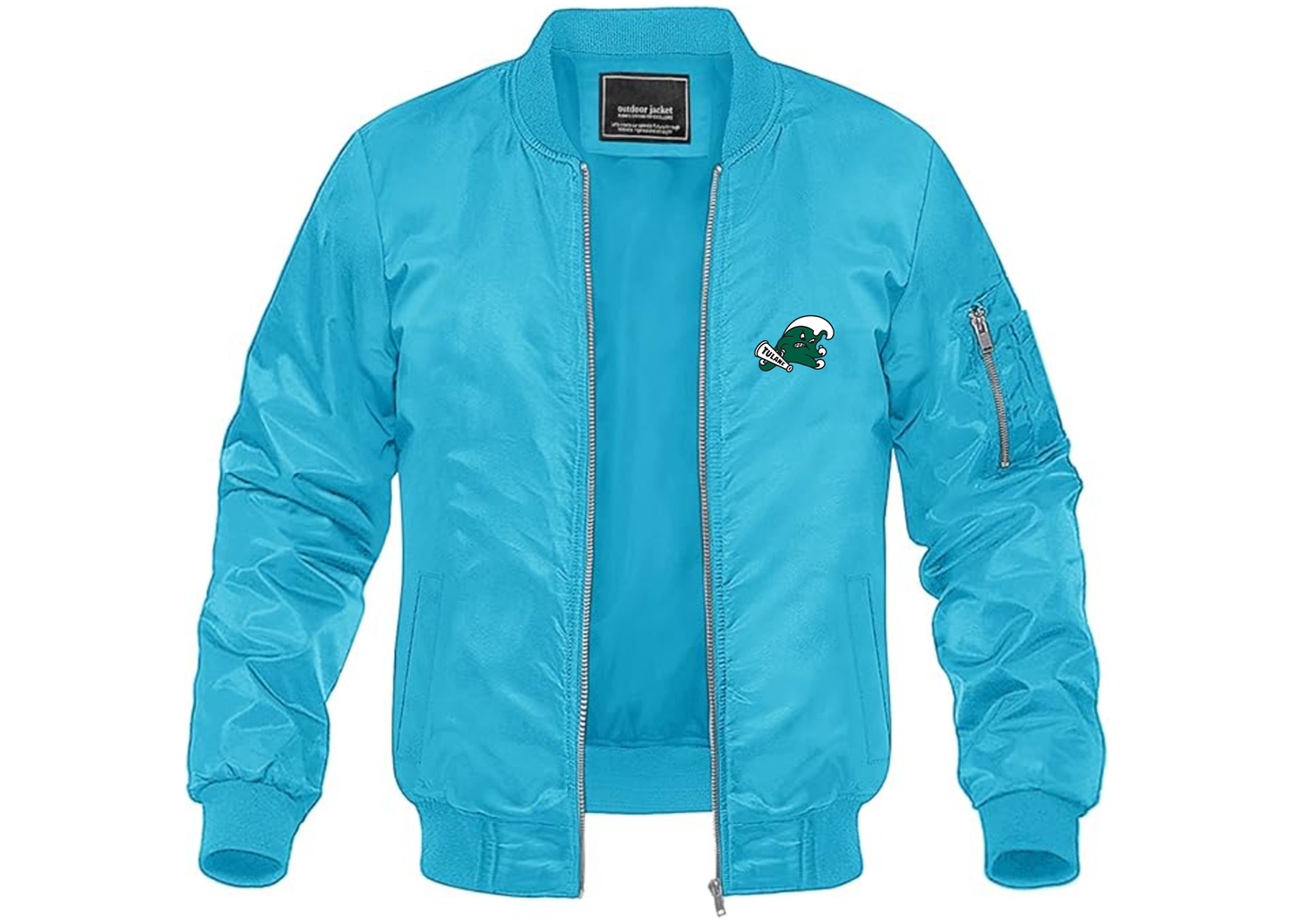 Men's Tulane Green Wave Lightweight Bomber Jacket Windbreaker Softshell Varsity Jacket Coat