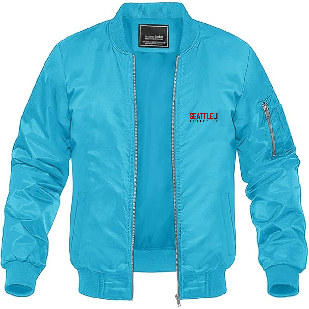 Men's Seattle Redhawks Logo Lightweight Bomber Jacket Windbreaker Softshell Varsity Jacket Coat