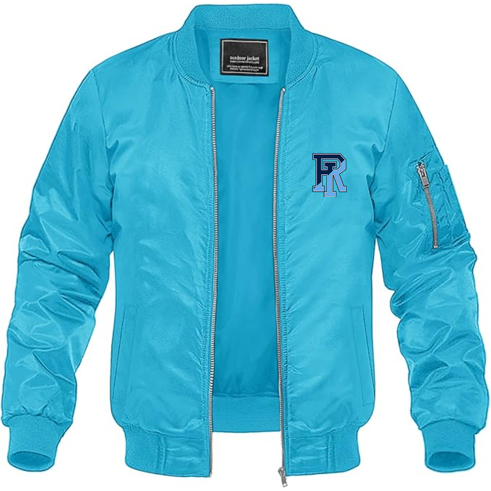 Men's Rhode Island Rams Logo Lightweight Bomber Jacket Windbreaker Softshell Varsity Jacket Coat