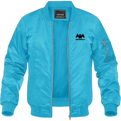Men's Marshmello Logo Lightweight Bomber Jacket Windbreaker Softshell Varsity Jacket Coat