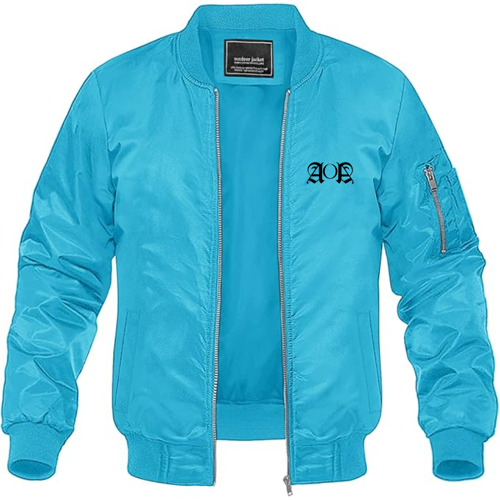 Men's AOA Logo Lightweight Bomber Jacket Windbreaker Softshell Varsity Jacket Coat