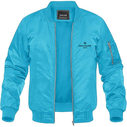 Men's Patek Philippe  Logo  Lightweight Bomber Jacket Windbreaker Softshell Varsity Jacket Coat