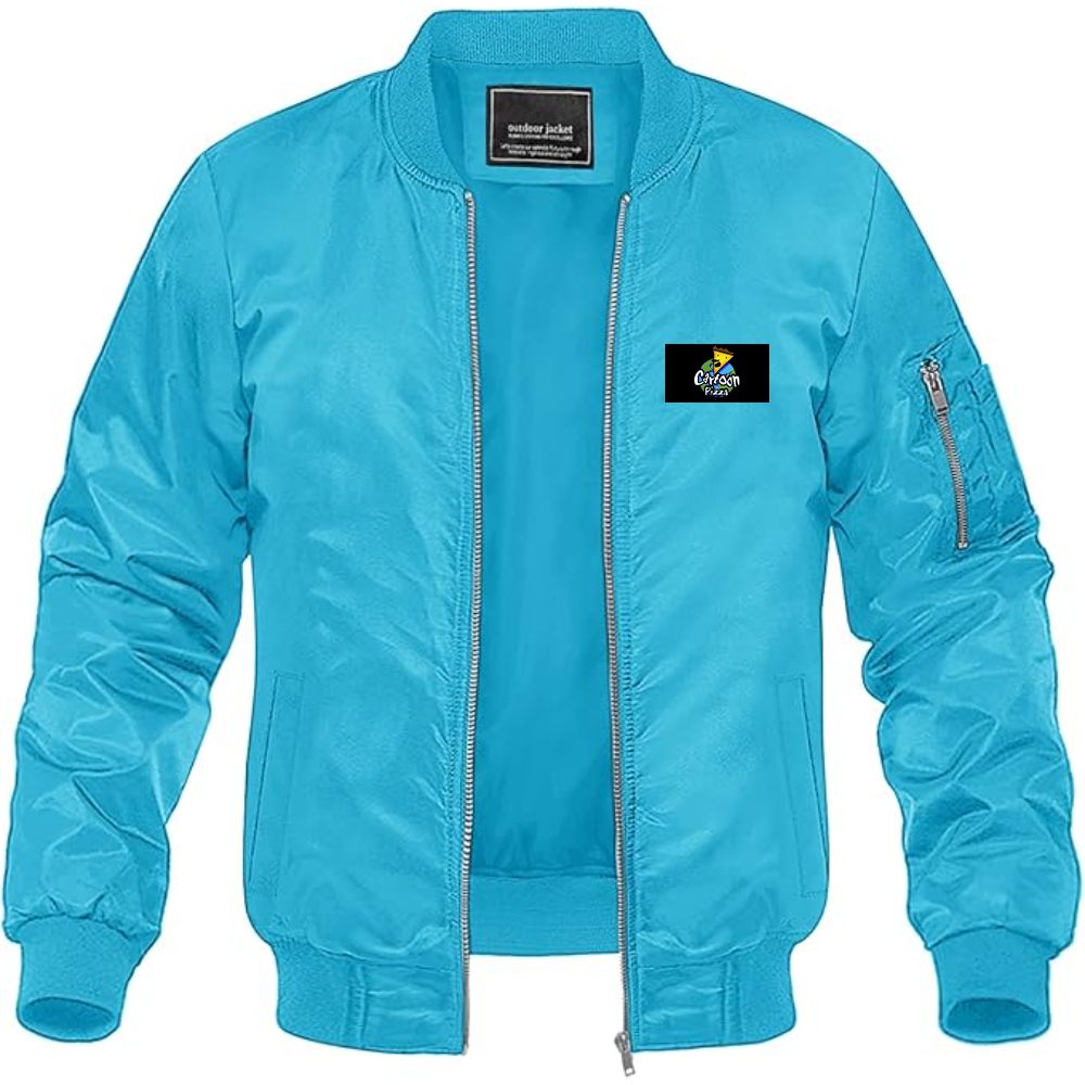 Men's Cartoon Pizza Logo Lightweight Bomber Jacket Windbreaker Softshell Varsity Jacket Coat