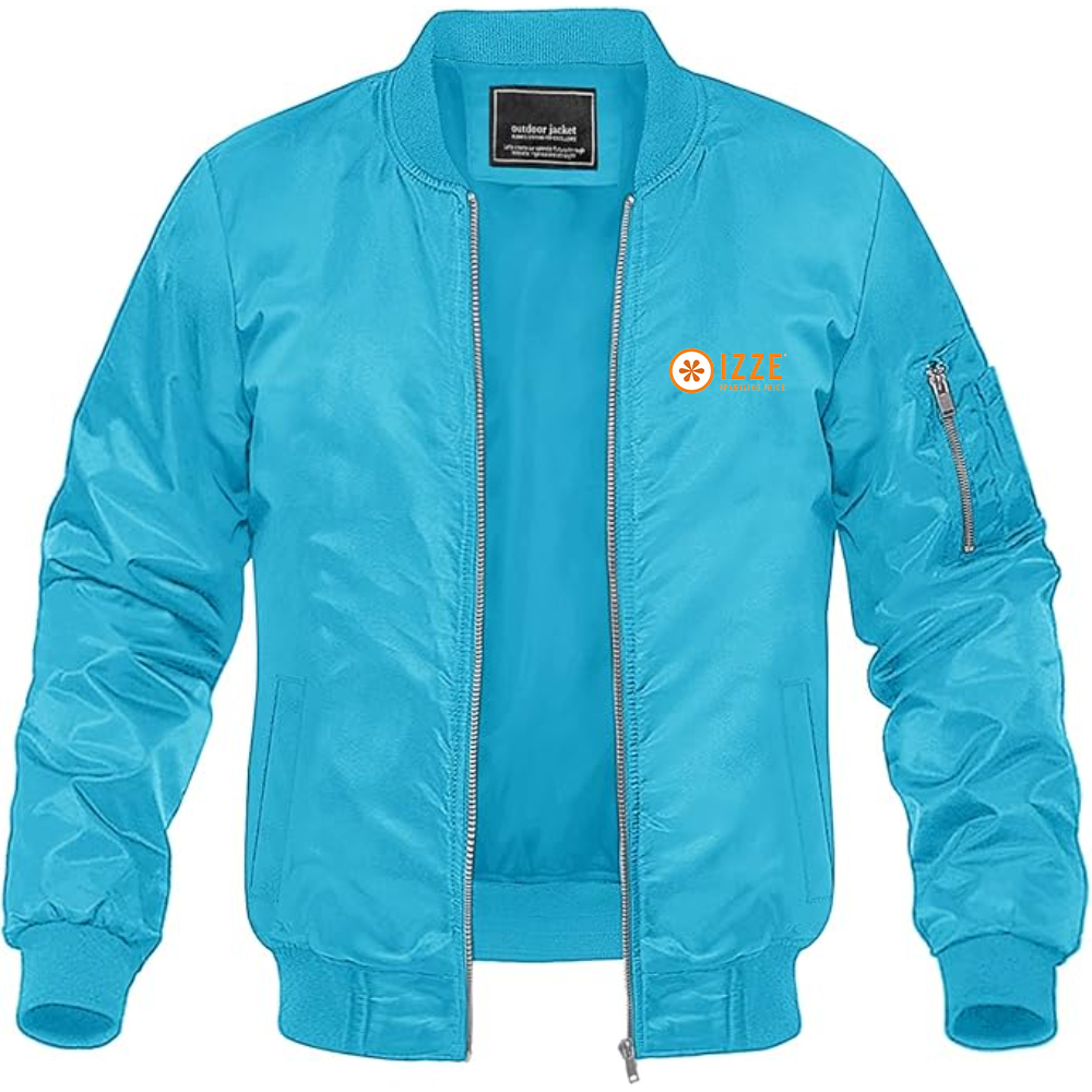 Men's Izze Logo Lightweight Bomber Jacket Windbreaker Softshell Varsity Jacket Coat