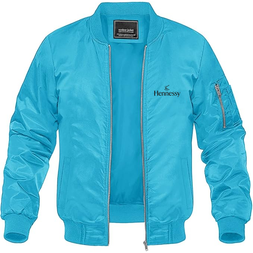 Men's Hennessy Logo Lightweight Bomber Jacket Windbreaker Softshell Varsity Jacket Coat