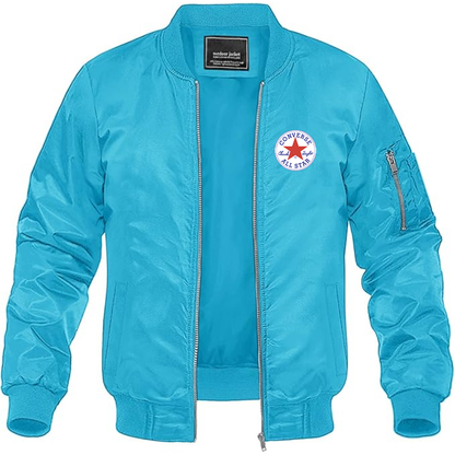 Men's Chuck Taylor All Star Logo Lightweight Bomber Jacket Windbreaker Softshell Varsity Jacket Coat