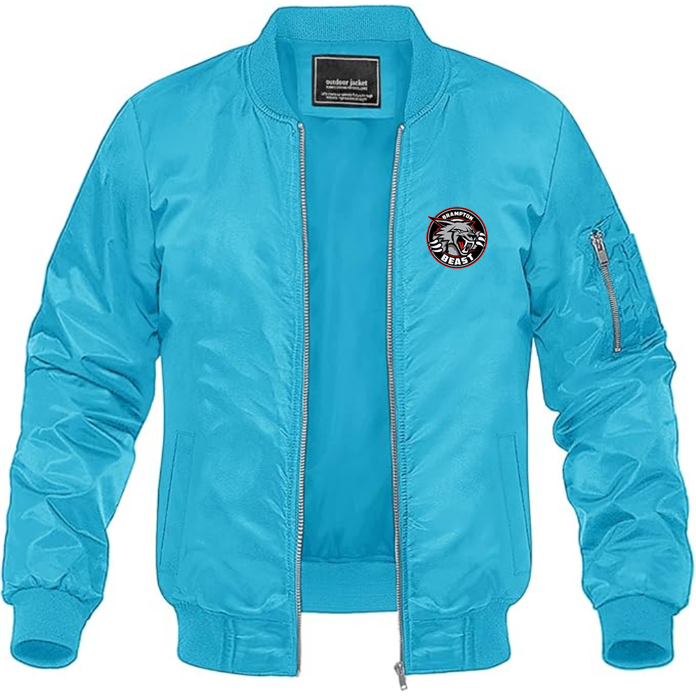 Men's Brampton Beast Logo Lightweight Bomber Jacket Windbreaker Softshell Varsity Jacket Coat